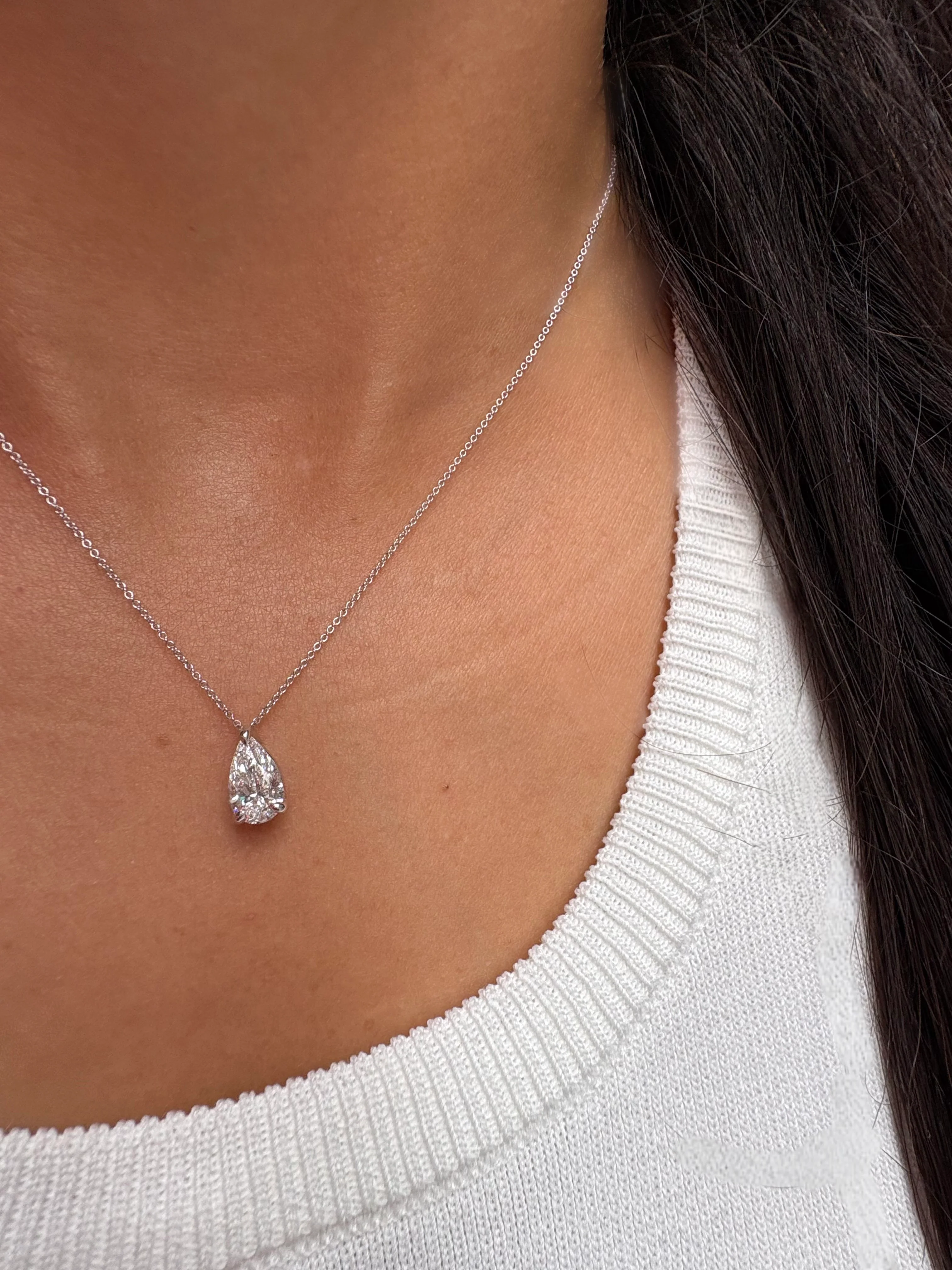 Pear Solitaire Diamond Pendant - Image 5