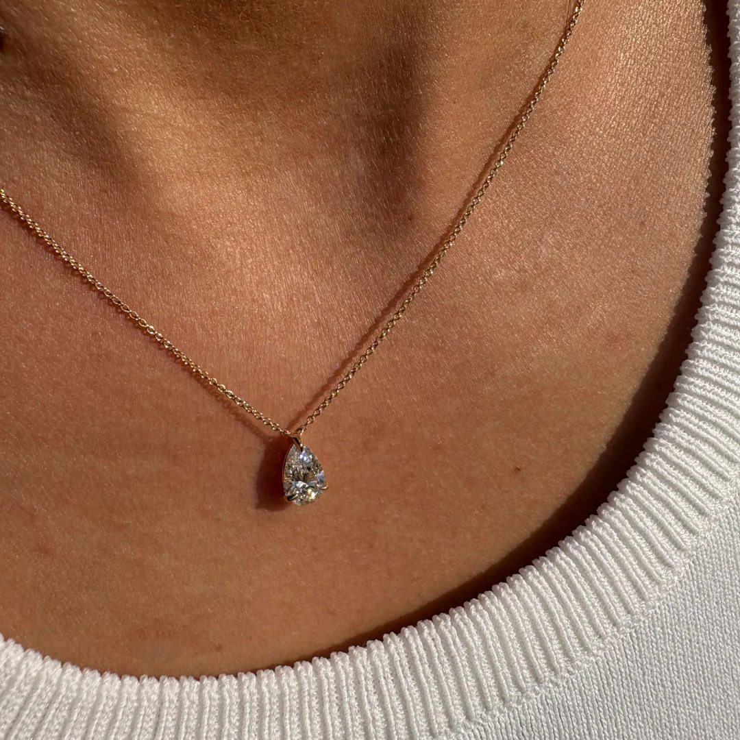 Pear Solitaire Lab Grown Diamond Pendant - Image 6