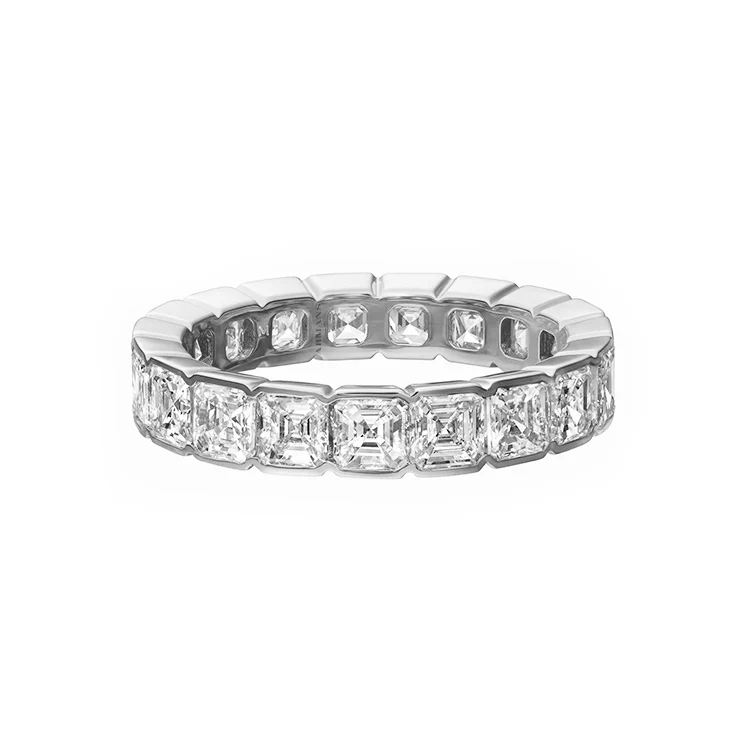 Petite Asscher Bezel Set Wedding Band - Image 2