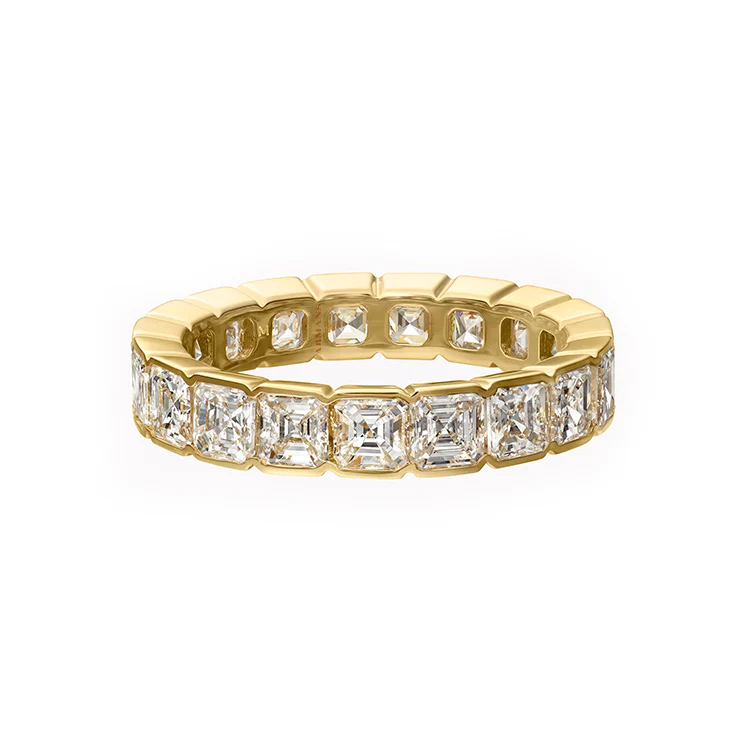 Petite Asscher Bezel Set Wedding Band - Image 3