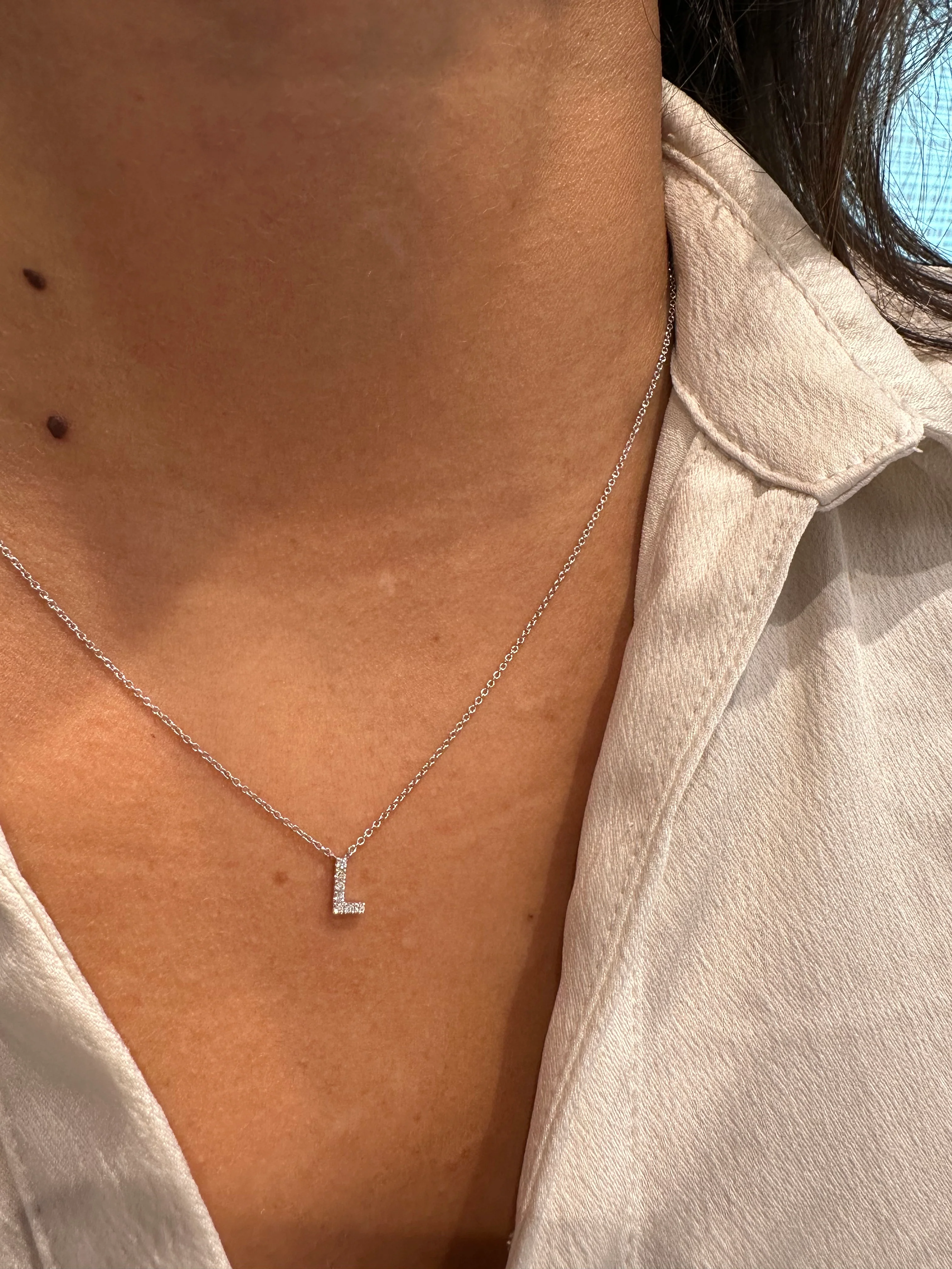 Petite Diamond Initial Letter Pendant - Image 6