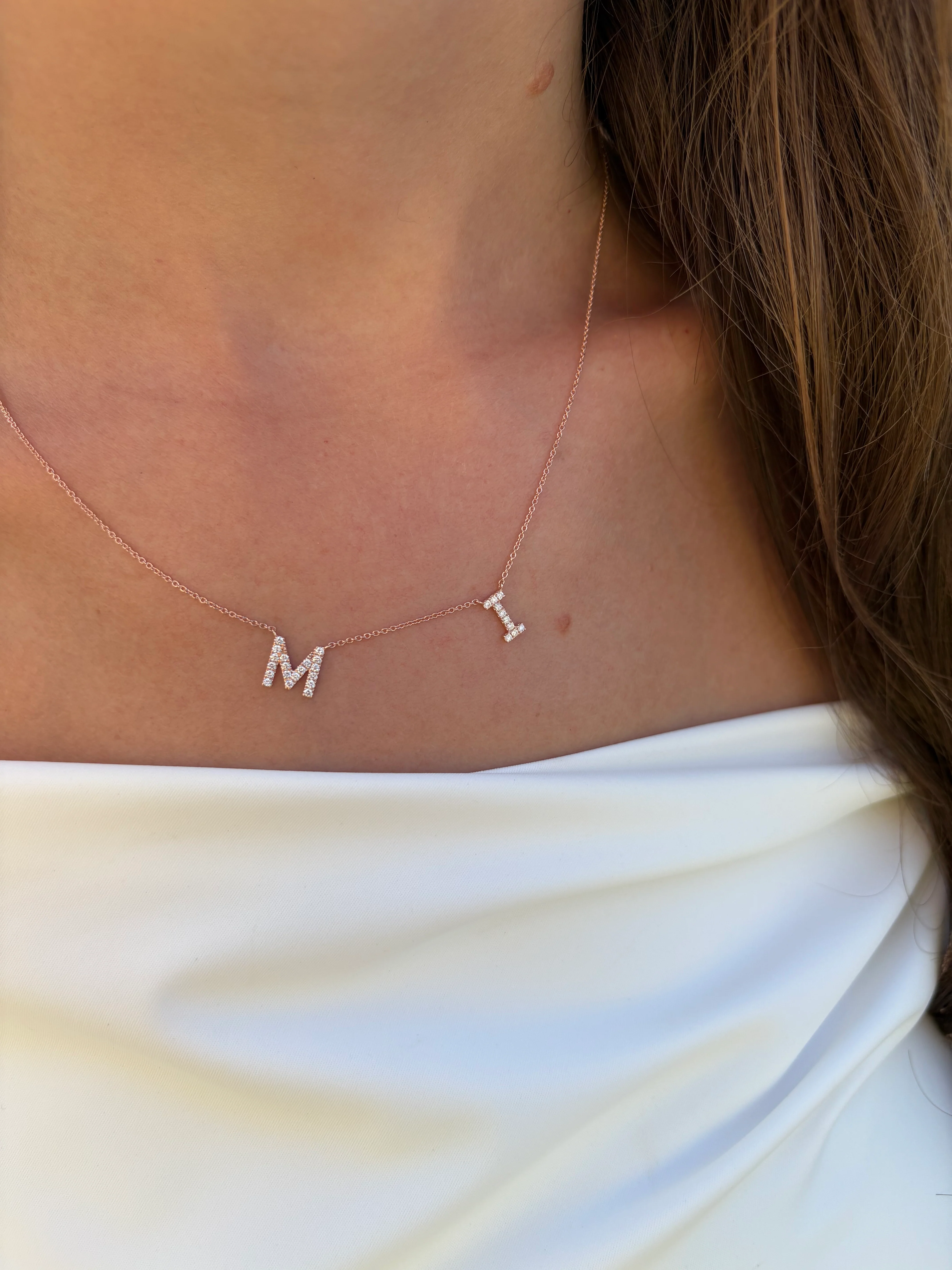 Petite Multi Diamond Initial Necklace - Image 2