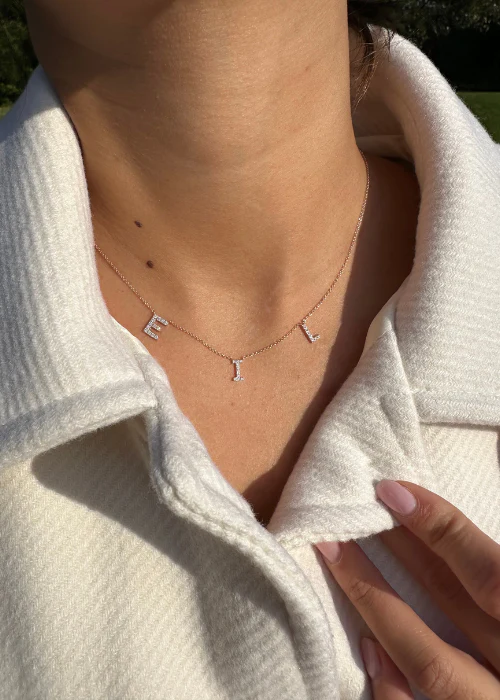 Petite Multi Diamond Initial Necklace - Image 4