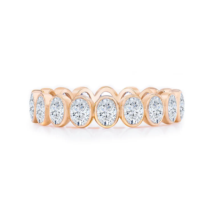 Petite Oval Bezel Set Wedding Band - Image 3