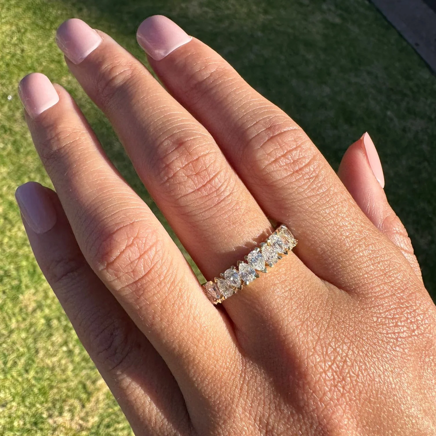 Petite Pear Half Diamond Band - Image 2
