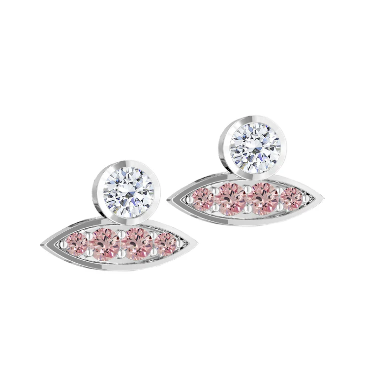 Pink Diamond Leaf Earrings