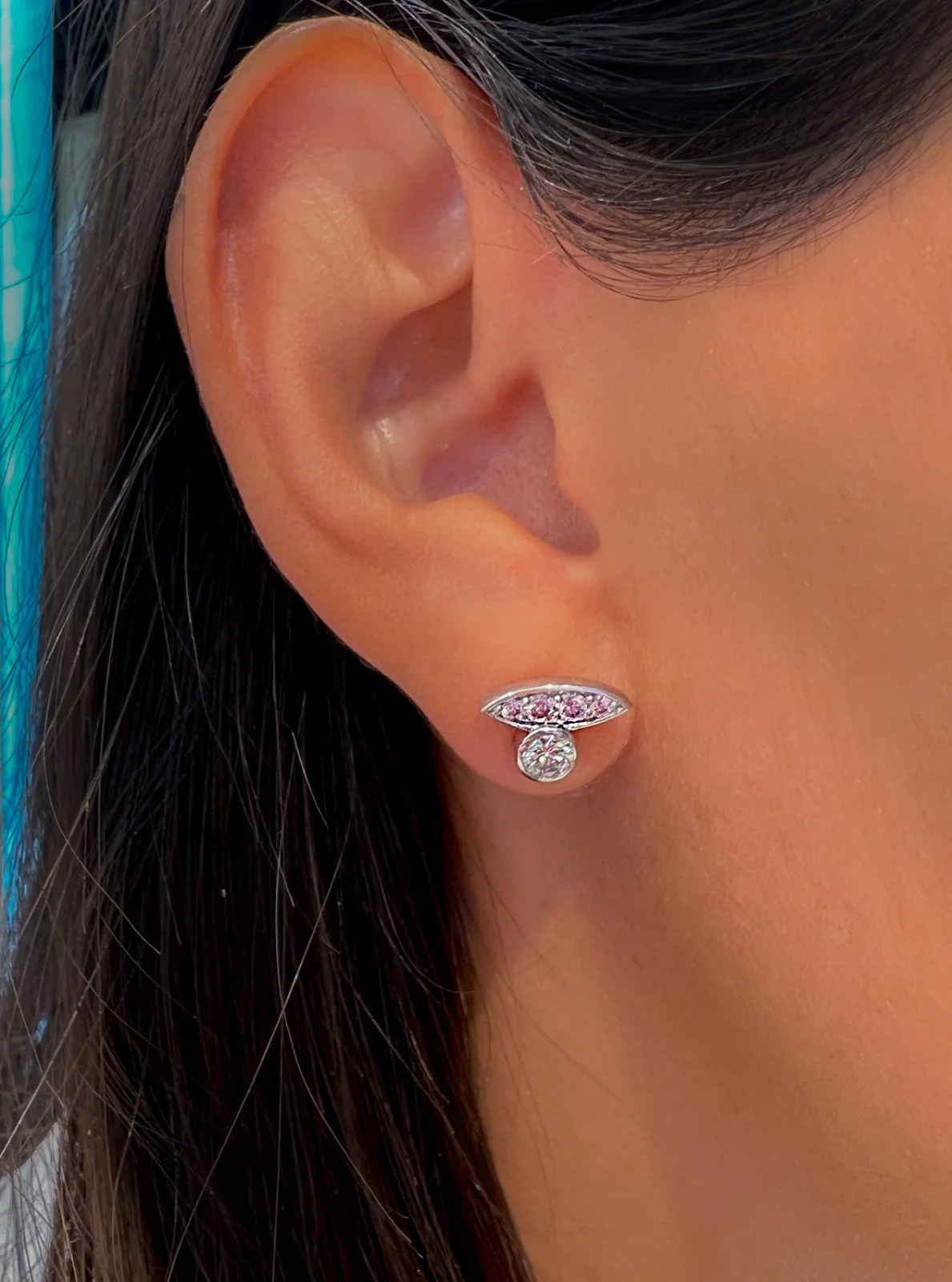 Pink Diamond Leaf Earrings - Image 2