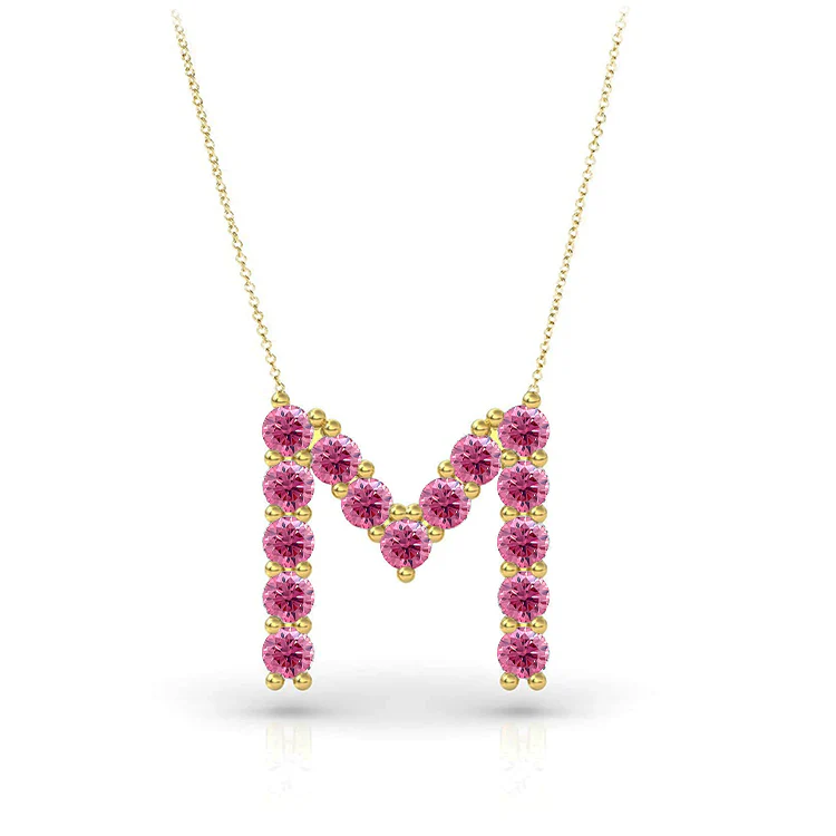 Pink Sapphire Initial Pendant