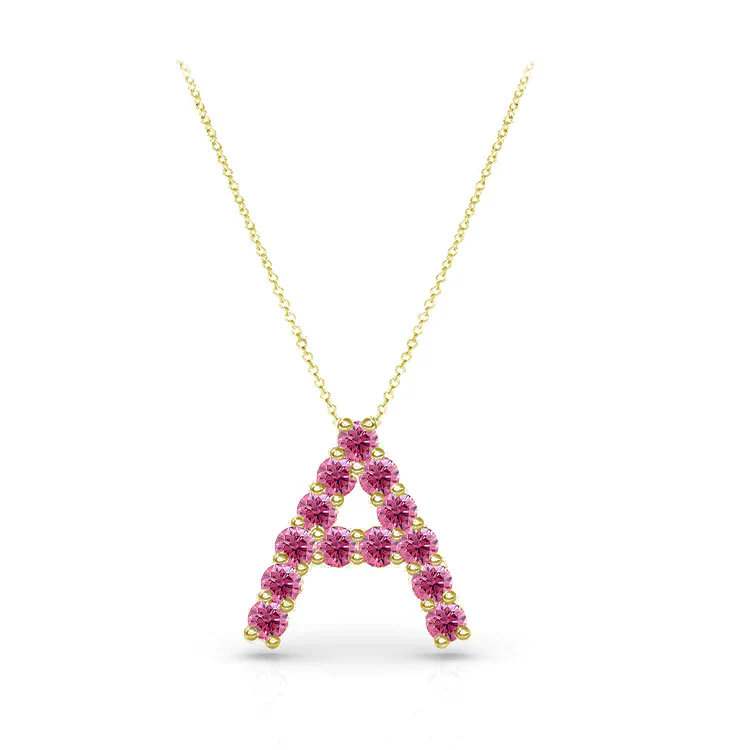 Pink Sapphire Initial Pendant - Image 3