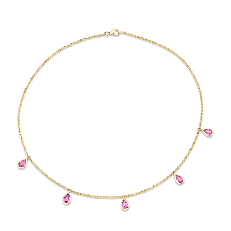 Pink Sapphire Tear Drop Necklace