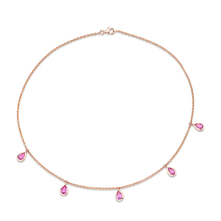 Pink Sapphire Tear Drop Necklace - Image 3