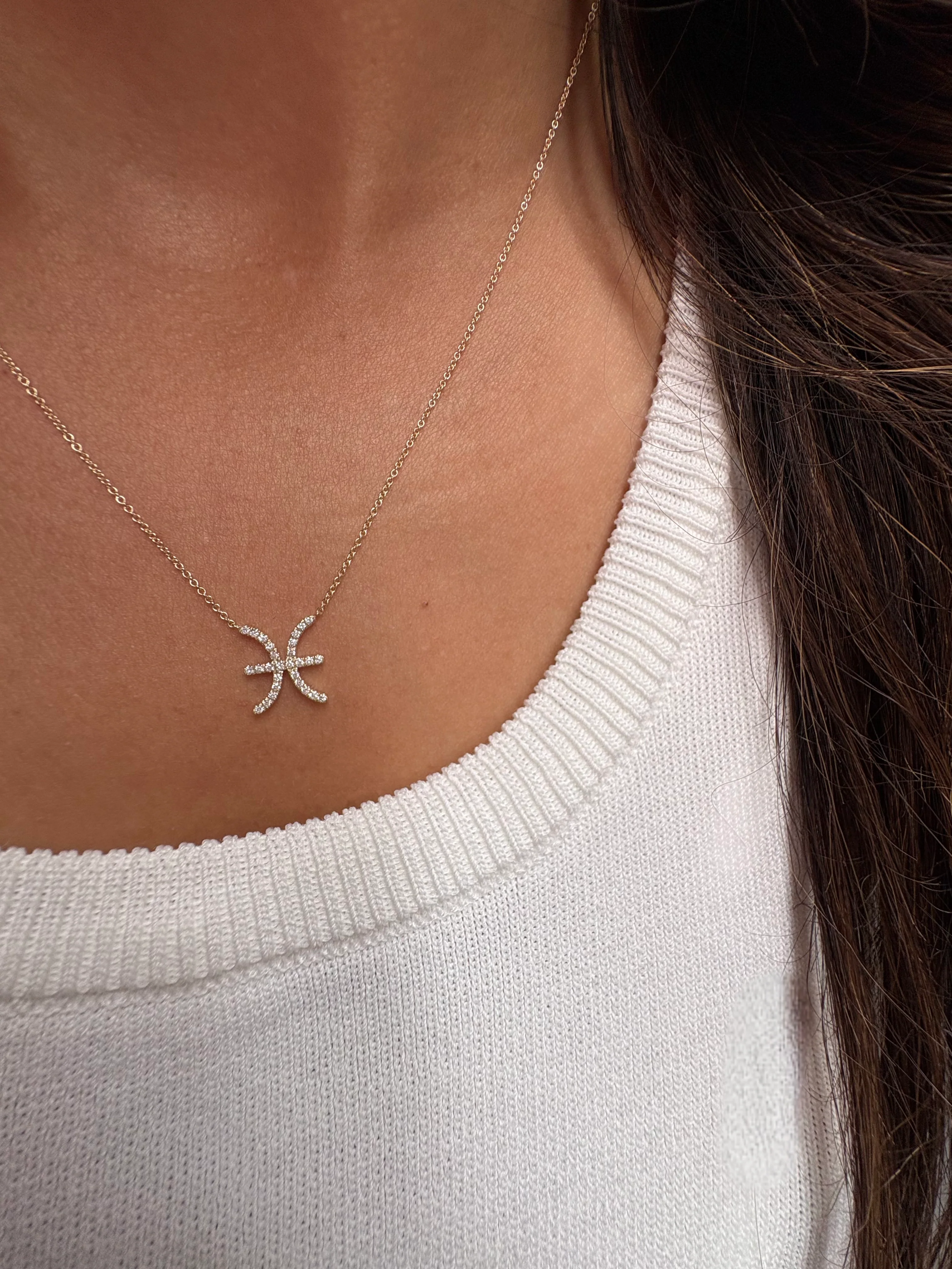 Pisces Diamond Zodiac Necklace - Image 2