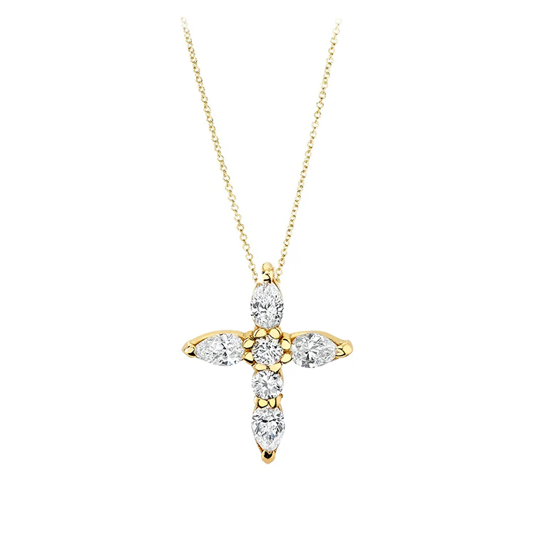 Prong Set Diamond Cross Necklace