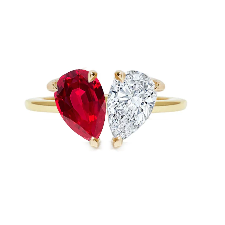 Queen of Hearts Two Stone Engagement Ring