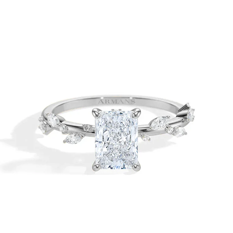 Radiant Diamond Leaf Engagement Ring - Image 2