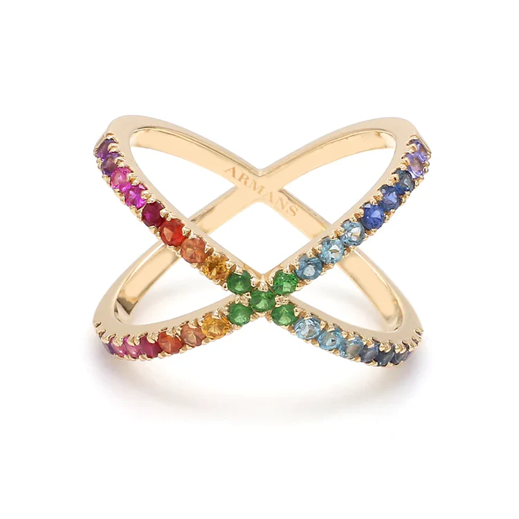 Rainbow Sapphire Criss Cross Ring