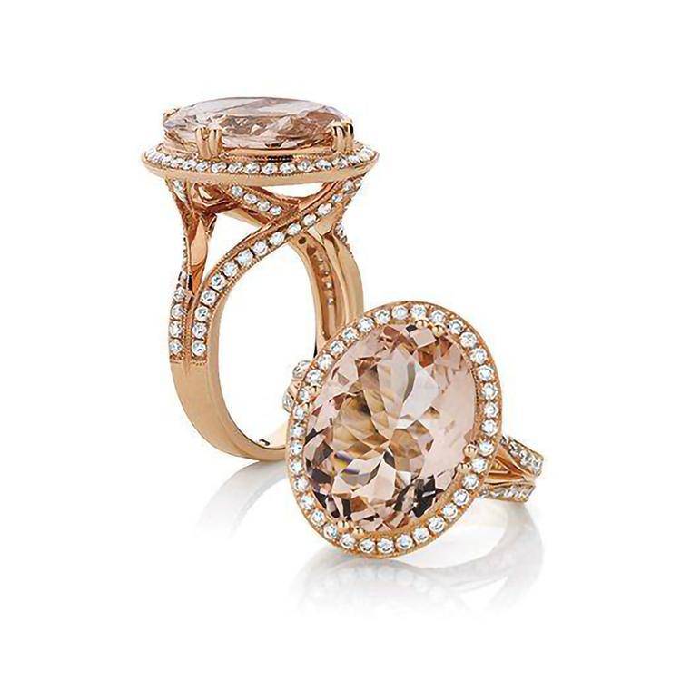 Rosè Kunzanite Halo Ring