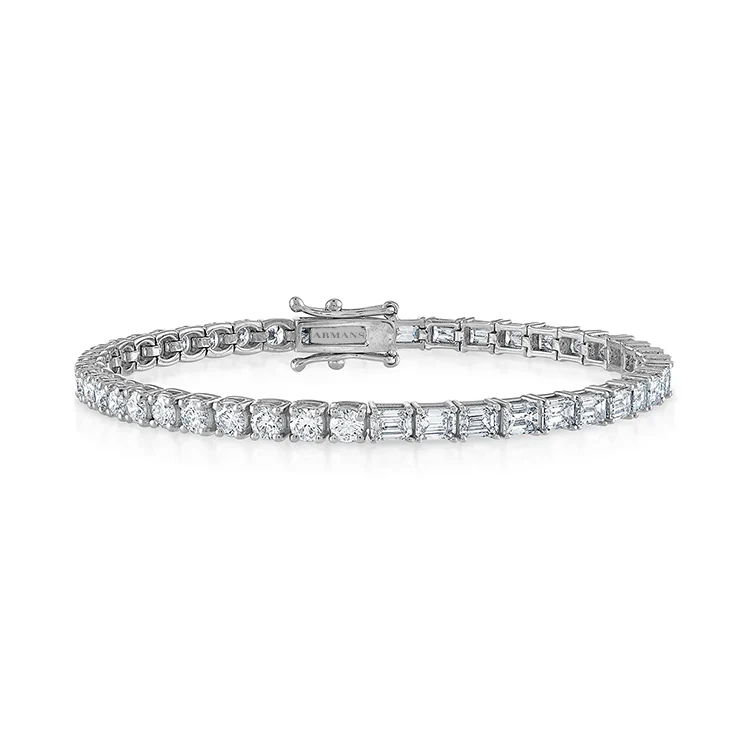 Round and Emerald Diamond Tennis Bracelet - Image 2