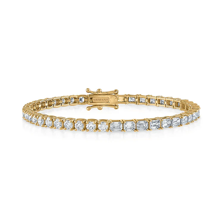 Round and Emerald Diamond Tennis Bracelet - Image 3