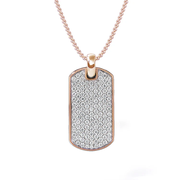 Round Diamond Dog Tag Necklace - Image 3