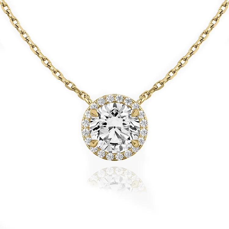 Round Halo Diamond Pendant