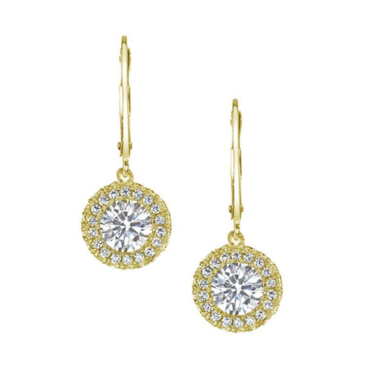 Round Halo Drop Earrings - Image 2