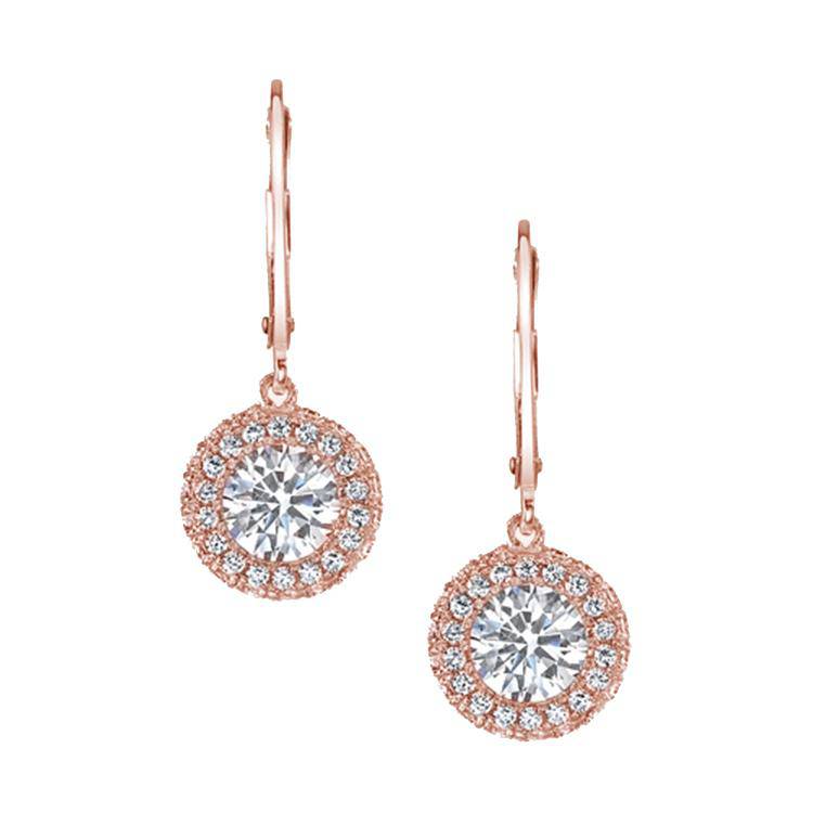 Round Halo Drop Earrings - Image 3