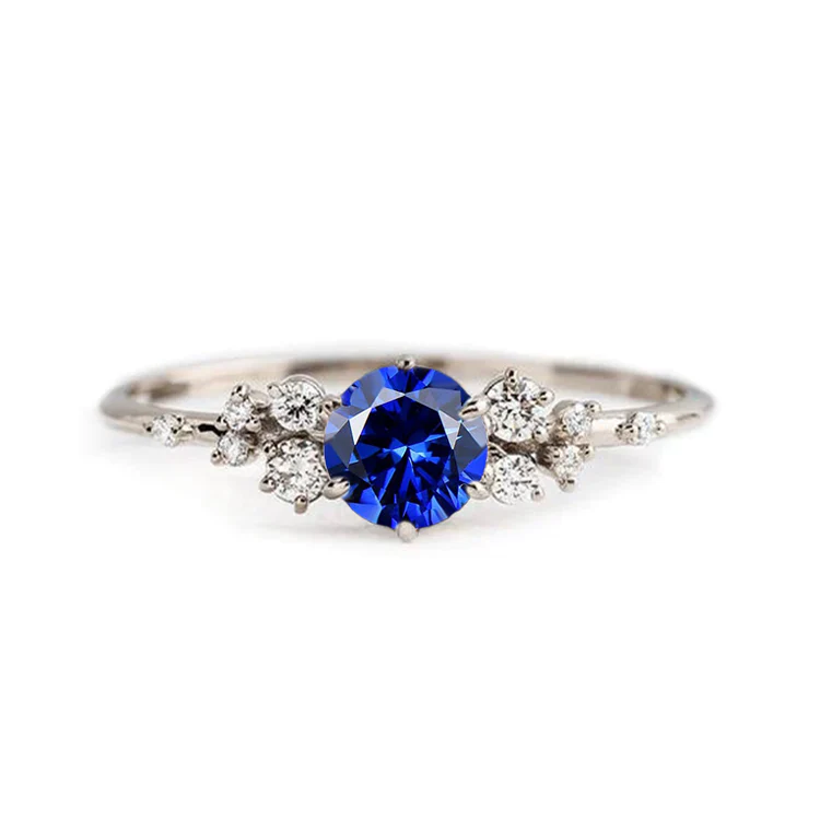 Round Horizon Blue Sapphire Engagement Ring - Image 2