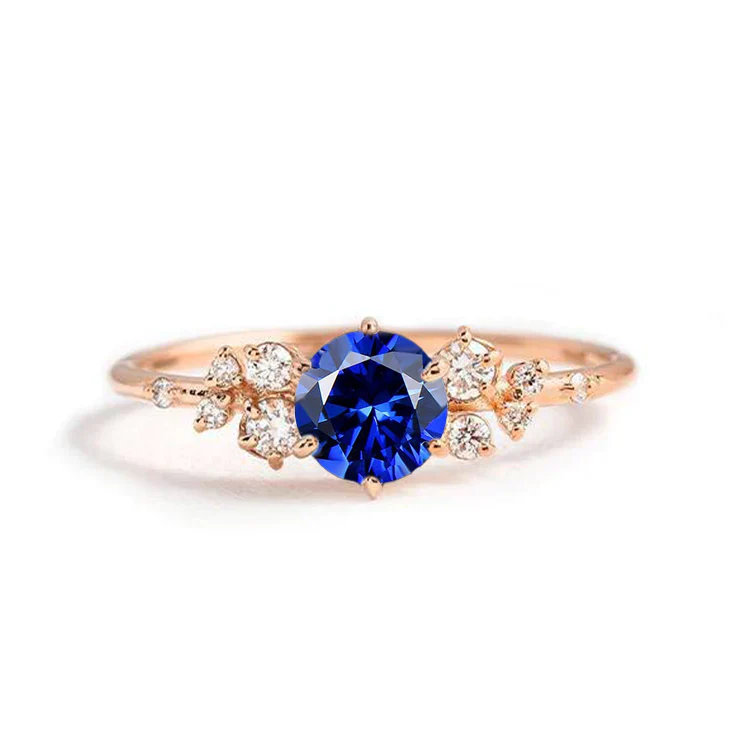 Round Horizon Blue Sapphire Engagement Ring - Image 3