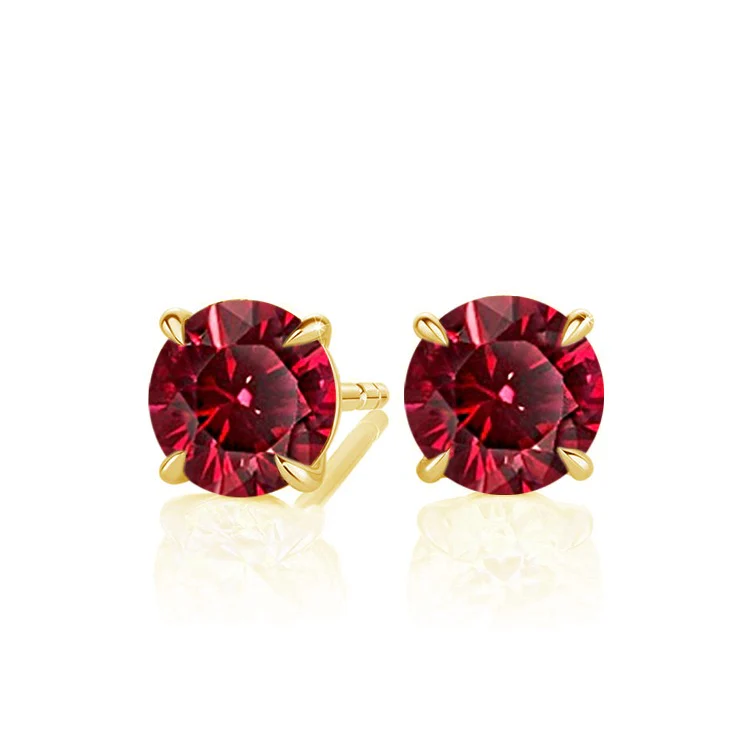 Round Ruby Studs