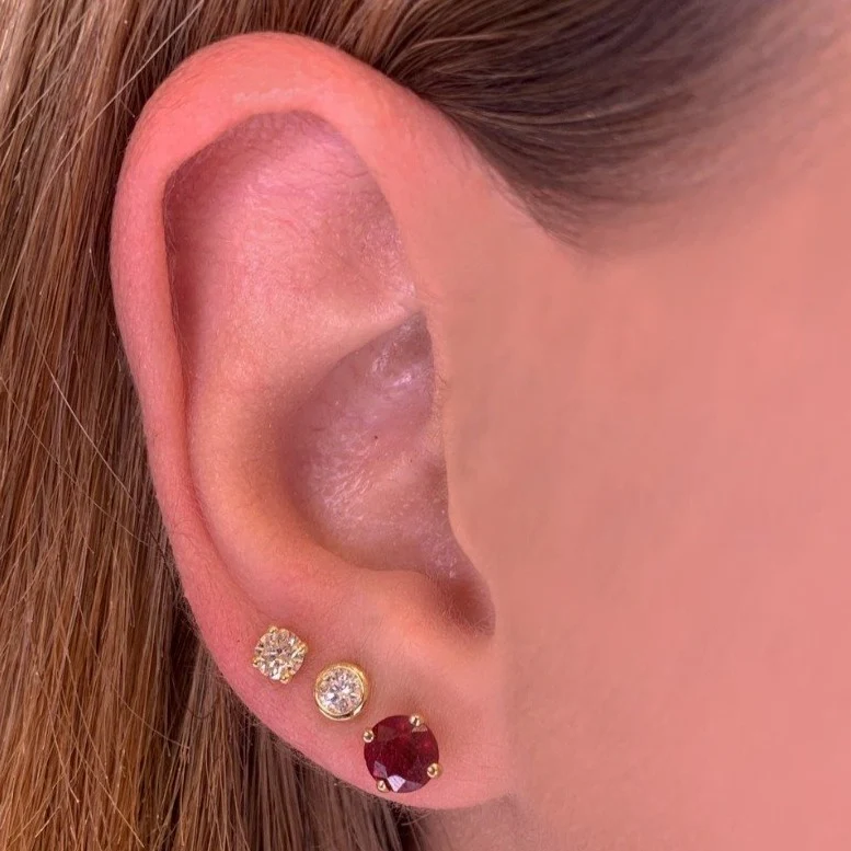 Round Ruby Studs - Image 4