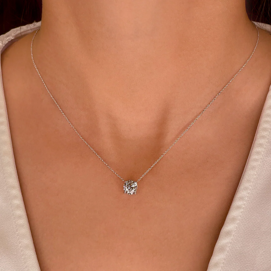 Round Solitaire Lab Grown Diamond Pendant - Image 3