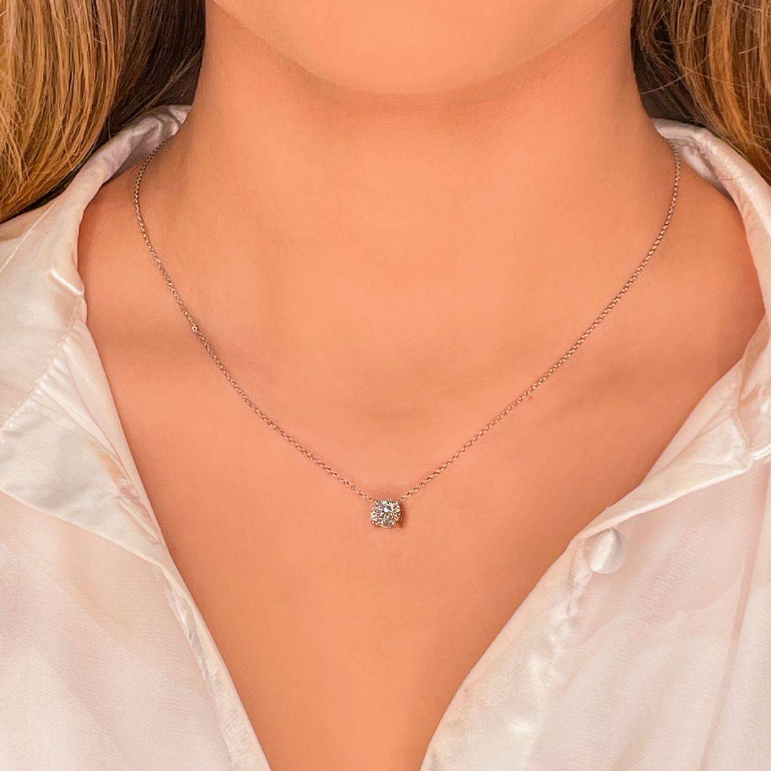 Round Solitaire Lab Grown Diamond Pendant - Image 4