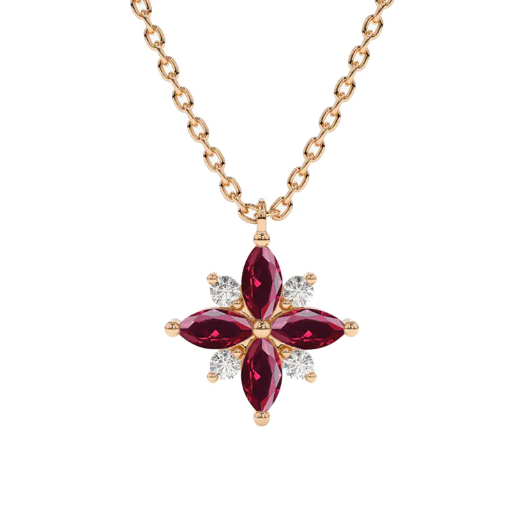 Ruby and Diamond Lotus Pendant