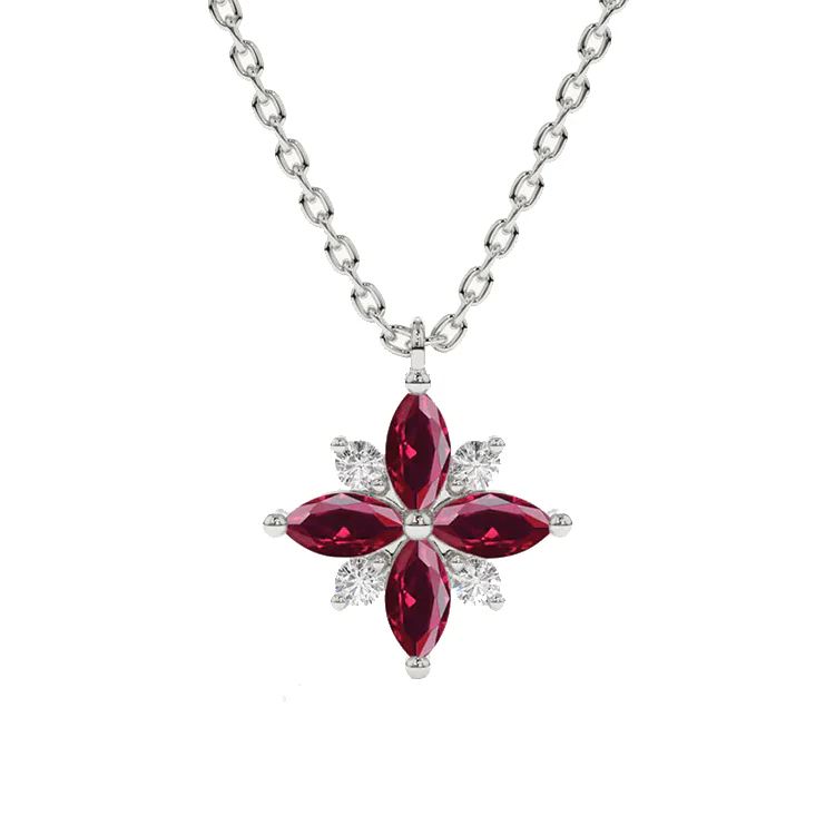 Ruby and Diamond Lotus Pendant - Image 2
