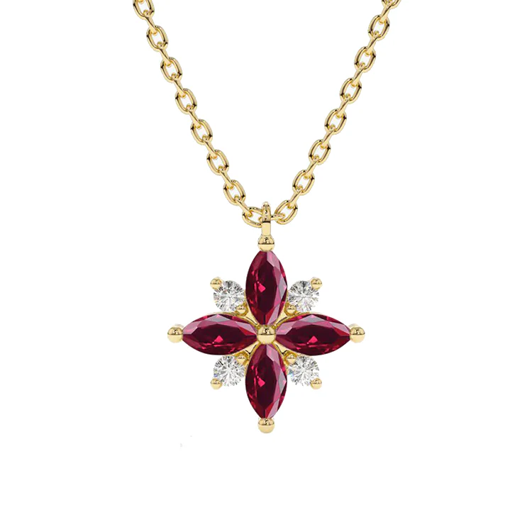 Ruby and Diamond Lotus Pendant - Image 3
