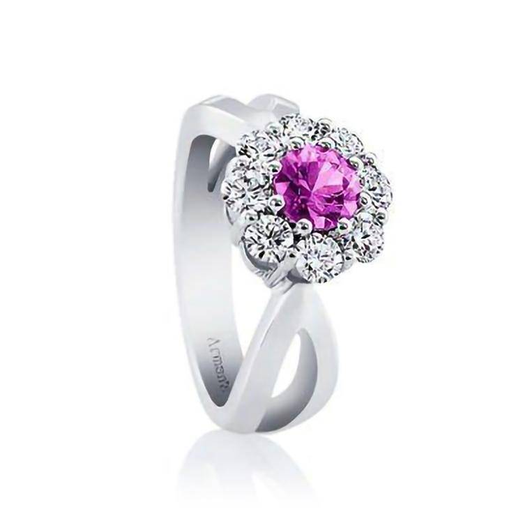Russian Cut Pink Sapphire Engagement Ring