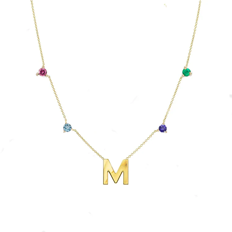 Sapphire Initial Birthstone Necklace