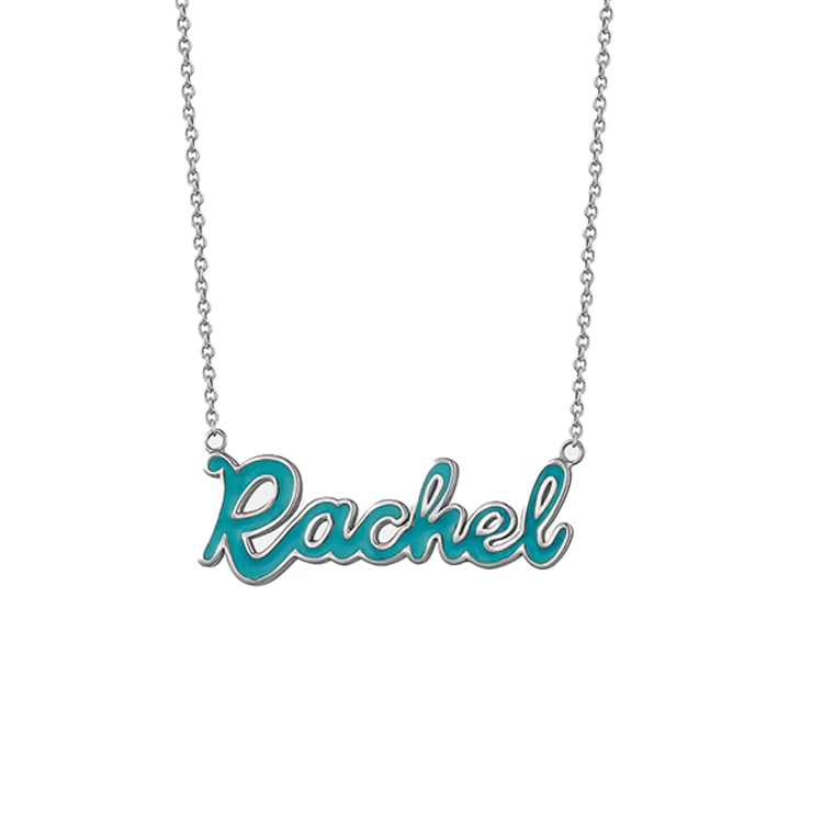 Script Enamel Name Necklace - Image 2