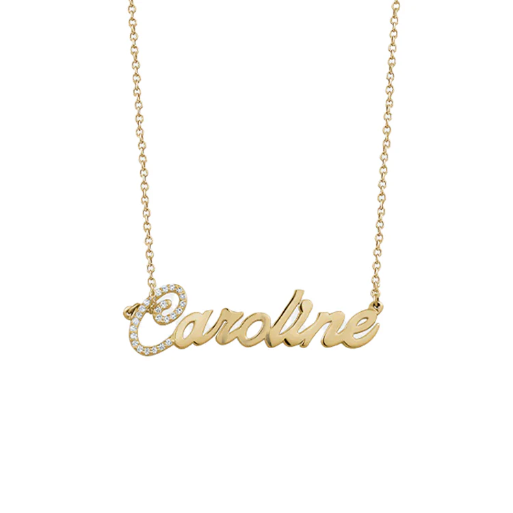Script Name Necklace with Diamond Accent