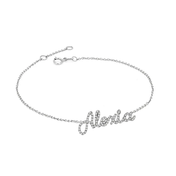 Script Pavé Diamond Name Bracelet - Image 2