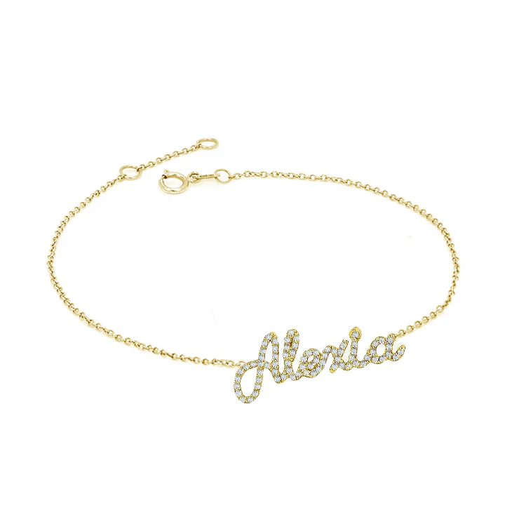Script Pavé Diamond Name Bracelet - Image 3