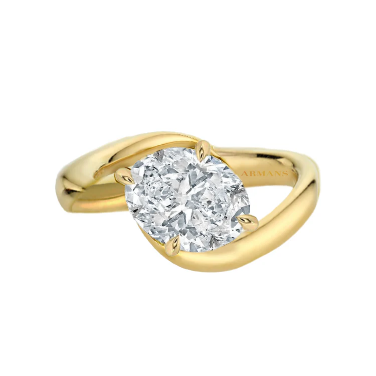 Sculpted Oval Radiance Lab Grown Engagement Ring