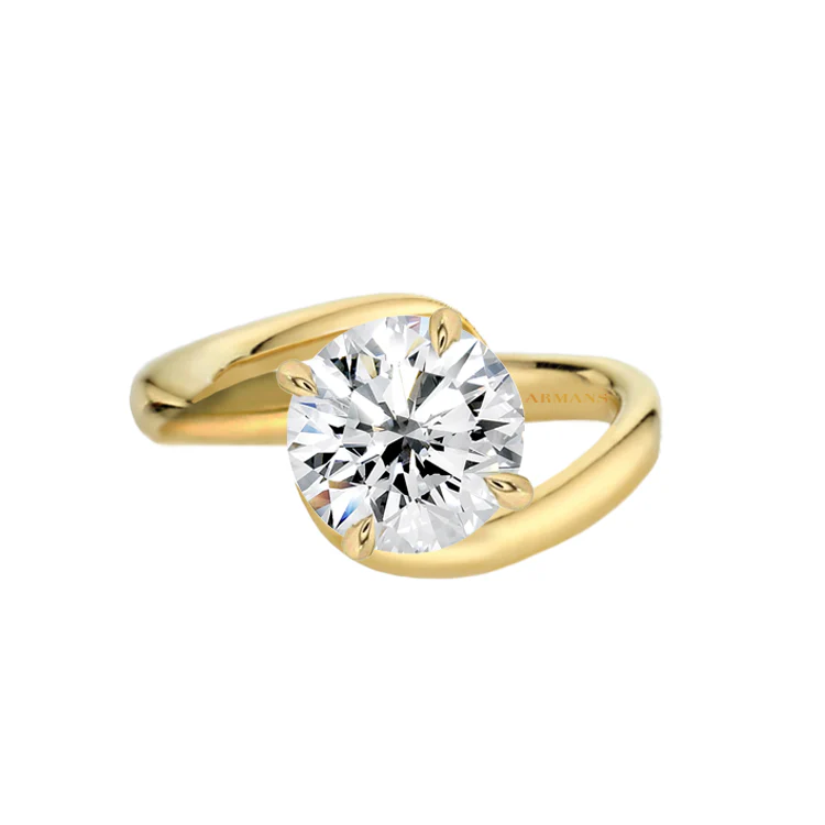Sculpted Round Radiance Engagement Ring