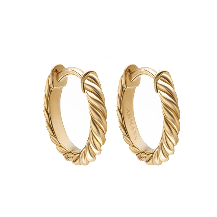 Sculpted Solid Gold Braid Huggies