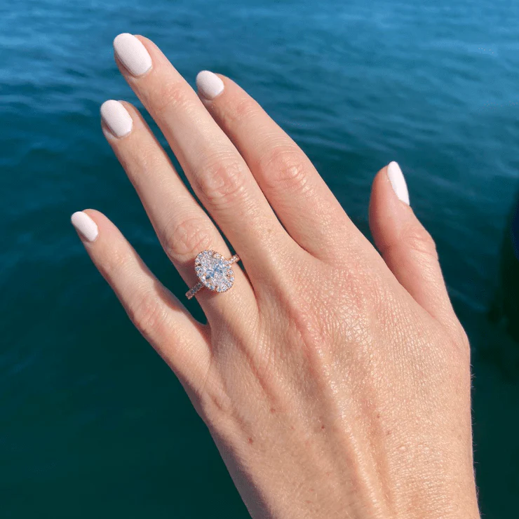 Seamless Oval Halo Lab Grown Engagement Ring - Image 4