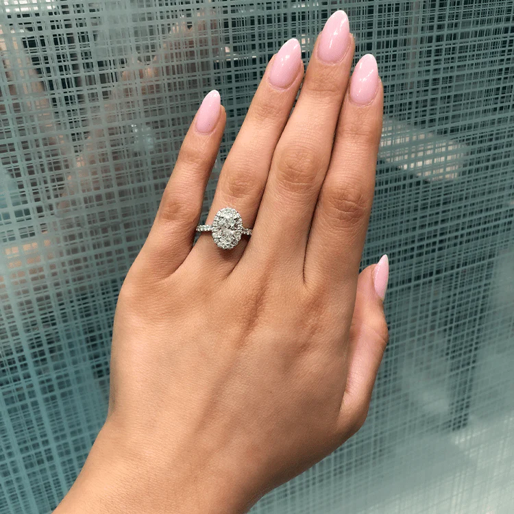 Seamless Oval Halo Lab Grown Engagement Ring - Image 6