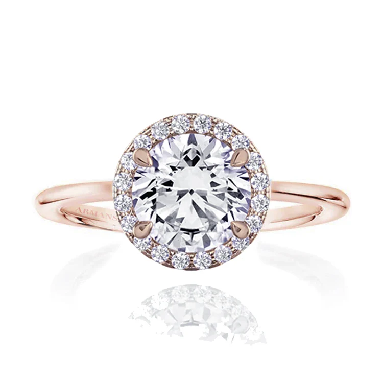 Seamless Round Halo Engagement Ring With Plain Band - Image 2