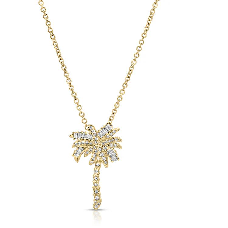 Small Diamond Palm Tree Necklace