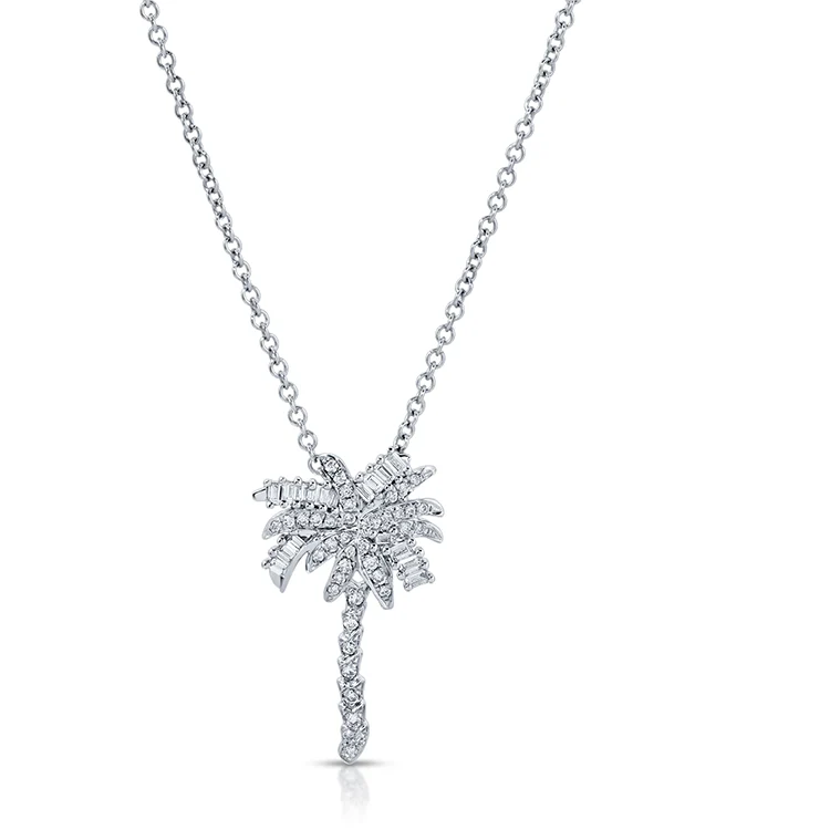 Small Diamond Palm Tree Necklace - Image 2